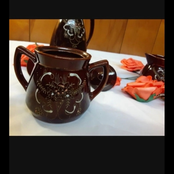 1950s Japan Redware Moriage 3 Piece - Picture 4 of 7